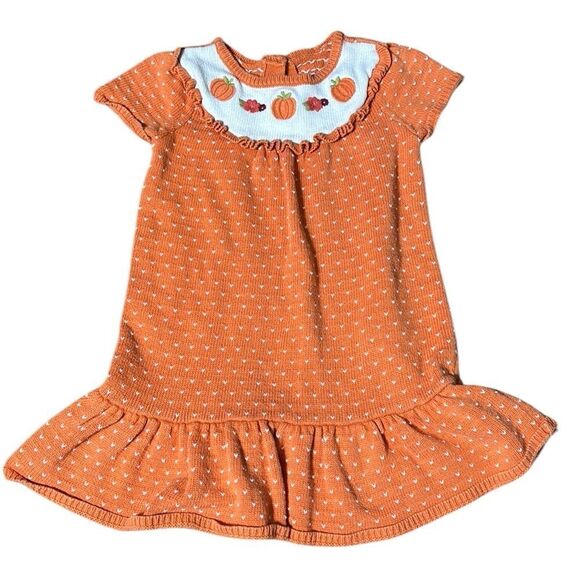 Gymboree girls 3T Knit Pumpkin Halloween Embroidered Ruffle Dress fall - Picture 1 of 4